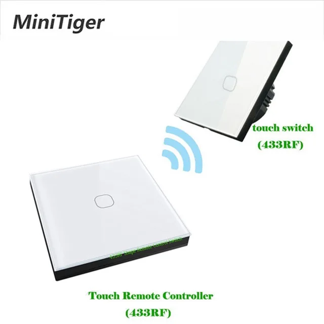 Minitiger 433 МГц беспроводной дистанционный настенный светильник сенсорный выключатель стандарт ЕС 1 банда 2 способ беспроводной накопитель дистанционный сенсорный переключатель