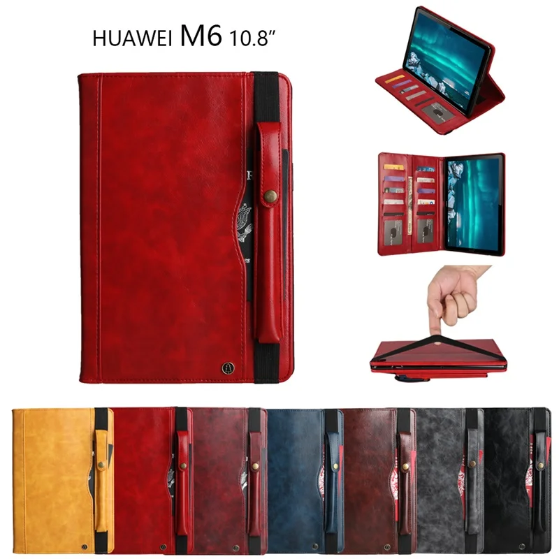 

Case For Huawei Mediapad M6 10.8" 2019 SCM-AL09/W09 Cover with pencil holder Smart leather Card slot Stand soft tablets case