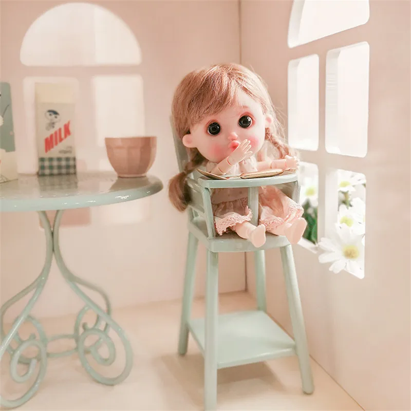 Aizulhomey 1/12 BJD Blyth мебель на высоком сиденье OB11 железный стул кукольный домик