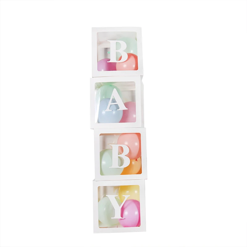 4 шт. детская душевая кабина украшения прозрачная коробка хранения воздушные шары с конфетти мальчик девочка первый декор для вечеринки в честь Дня рождения Свадебная коробка любви - Цвет: Baby Box White