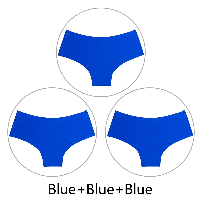Blue Blue Blue 3 шт./лот большой Размеры открытый Шелковый бесшовный трусики со средней посадкой сексуальные трусики, женское нижнее белье, эластичные, Эротическое белье женские SX-L нам Размеры - Цвет: Blue Blue Blue