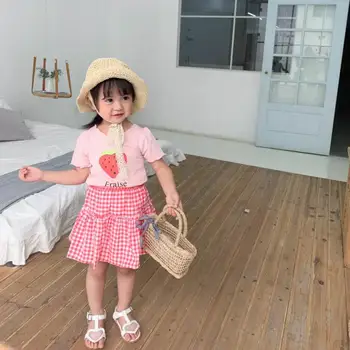 

Spring And Summer Girl Clothes Cotton Round Neck Short Sleeve Letter Print Love Heart Pattern Girl T-shirt