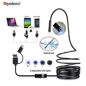 

Teyeleec Endoscope Camera 7MM 3 in1 USB Mini Camcorders IP67 Waterproof 6 LED Borescope Inspection Camera For Macbook PC Android