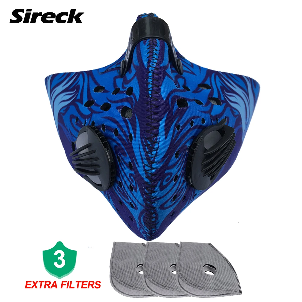 Sireck Cycling Face Mask Activated Carbon Bike Bicycle Dustproof Sport Running Ski With 3pcs Filter | Спорт и развлечения