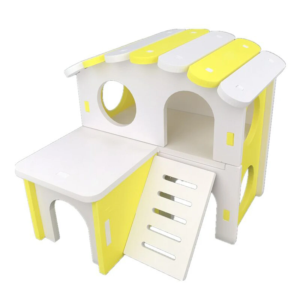 Cute Small Animal Cages Rabbit Hamster House Single-Double layer Skateboard Spinning Wheel Gerbil Mouse Pet Cage House29 | Дом и сад