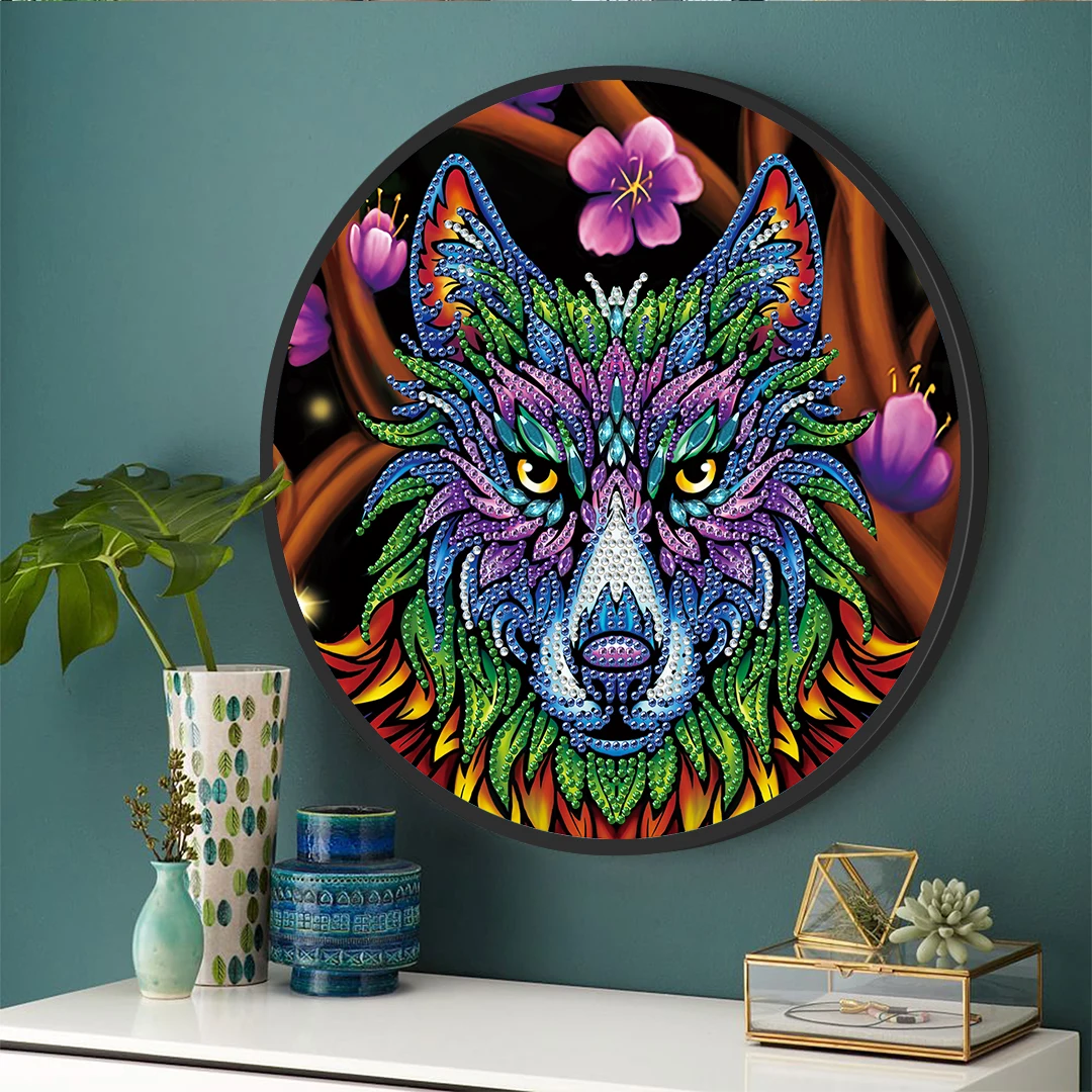 HeeBenor Фабрика магазин Фреска Tessles Алмазная картина волк узор DIY Алмазная вышивка украшение дома стены с коробкой и рамкой