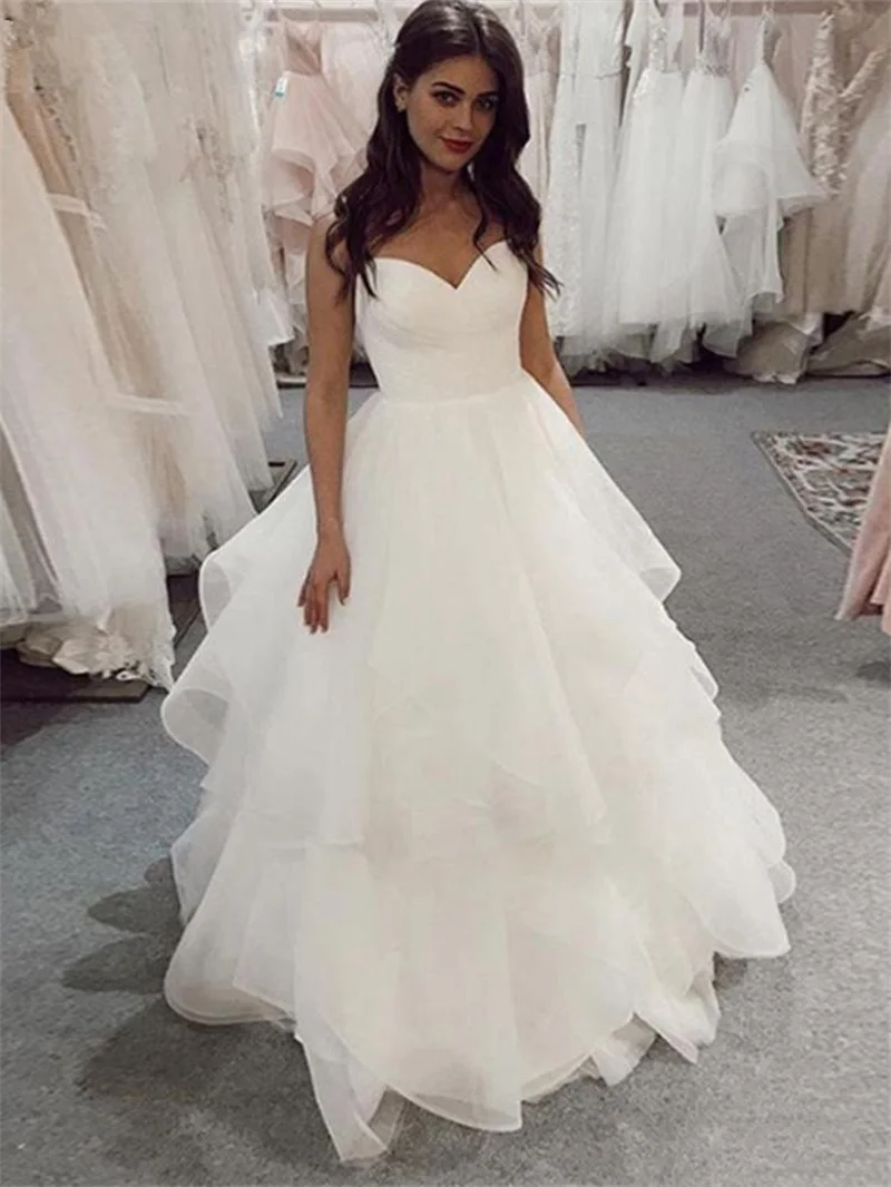 

New Wedding Dress Boho A-Line Vestido de novia Sleeveless Spaghetti Straps Bride Dresses Custom Made Wedding Gown robe de mariee