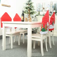 Red Print Dining Chair Covers Christmas Ornament  Santa Claus Snowman Hotel Home Party Decor Chair Cover New Year Navidad 2020 2
