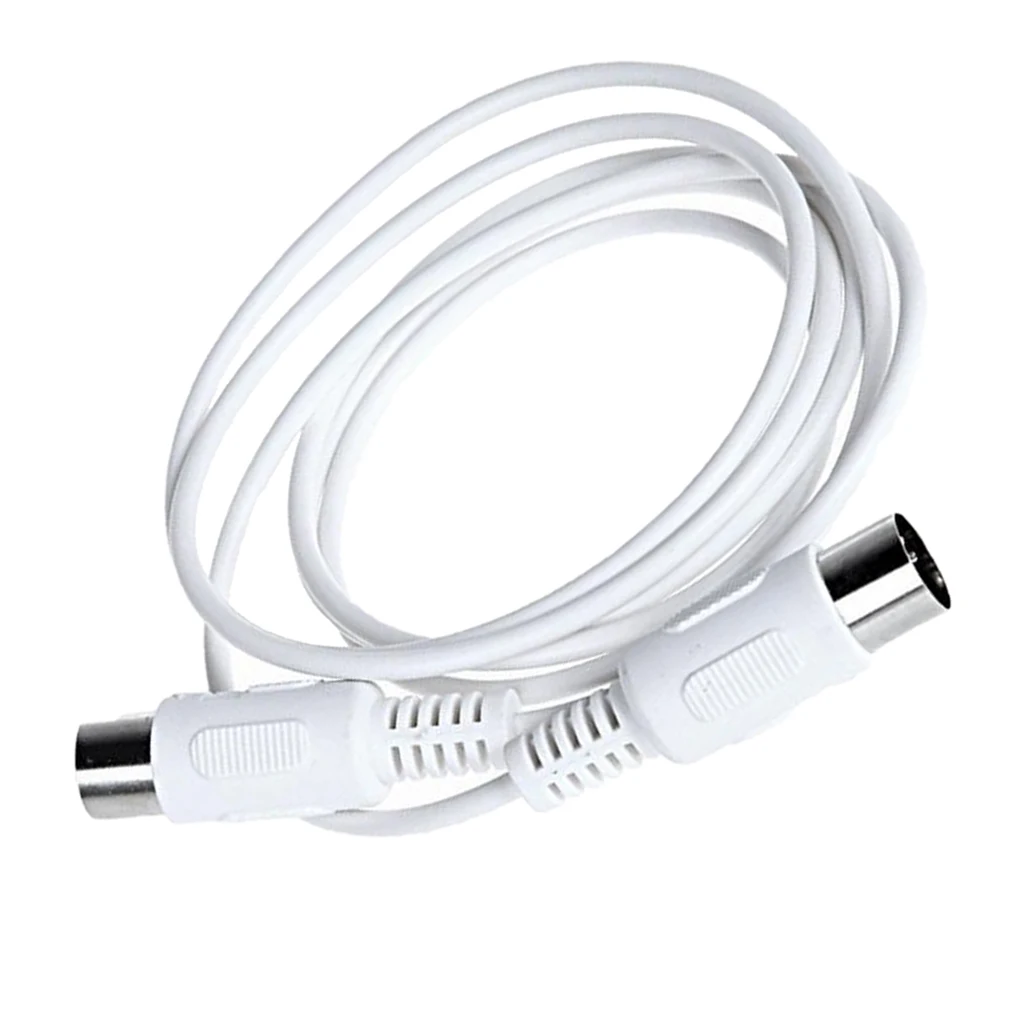 150cm White Power Amplifier 5 Pin Male to 5 Pin Male MIDI Extension Cable for Piano