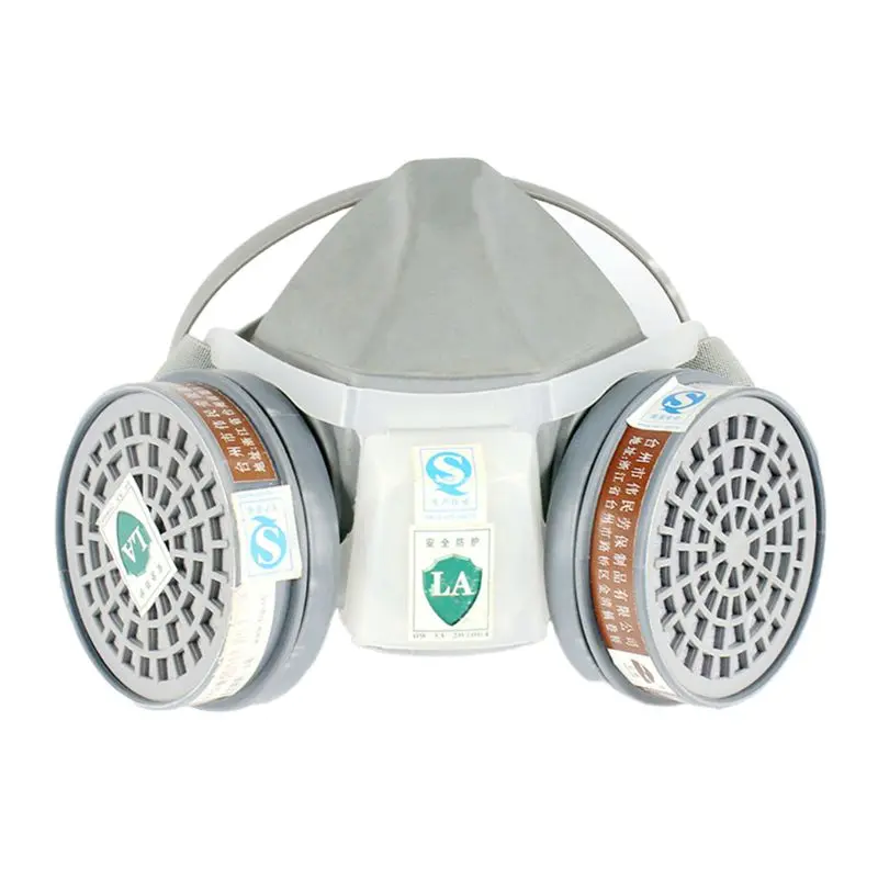 

Dual Pot Industrial Gas Mask Respirator Anti Dust Filtter Goggles Spray Chemical