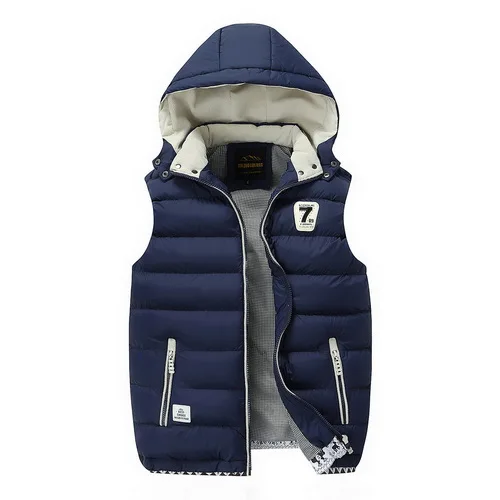 Dark Blue Новинка, мужские куртки, жилеты без рукавов, большие размеры, L-5XL, зимние, толстые, теплые, мужские, повседневные, модные, жилет, с хлопковой подкладкой - Цвет: Dark Blue