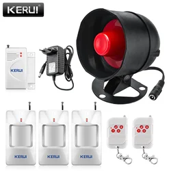 KERUI Security Alarm System Live Siren Wireless Connections Simple Installation 110dB High Decibel Sound Smoke Sensor Infrared