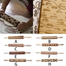 Рождественская Скалка Выгравированная резная деревянная рельефная Скалка кухонный инструмент 43x4,5x4,5 см тиснение для выпечки печенья бисквит Фондант