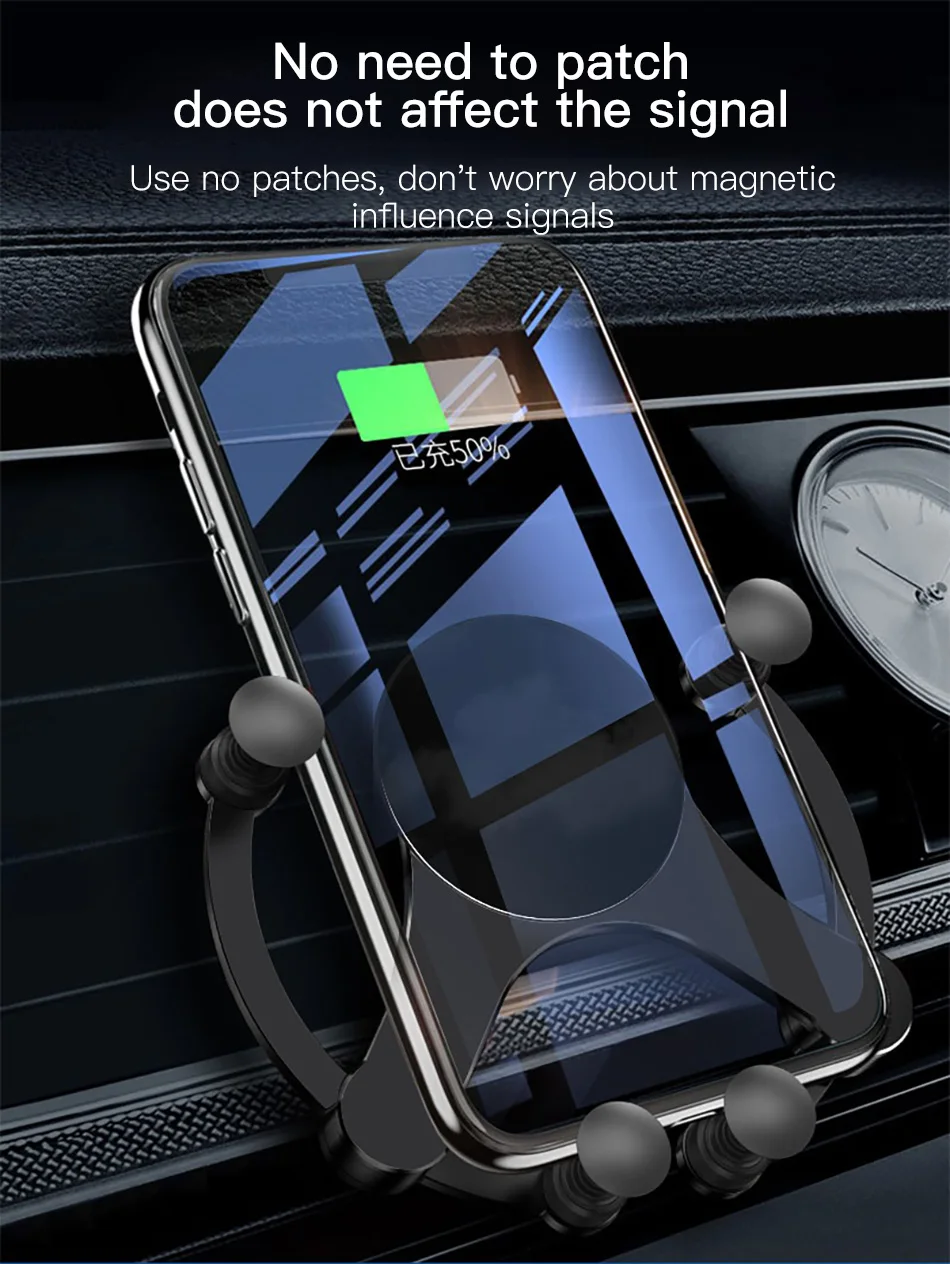 !ACCEZZ Qi Car Fast Wireless Charger For iPhone 8 8 Plus 11 Pro XS Samsung S10 S9 Huawei Mate 20 Universal Air Vent Phone Holder (7)