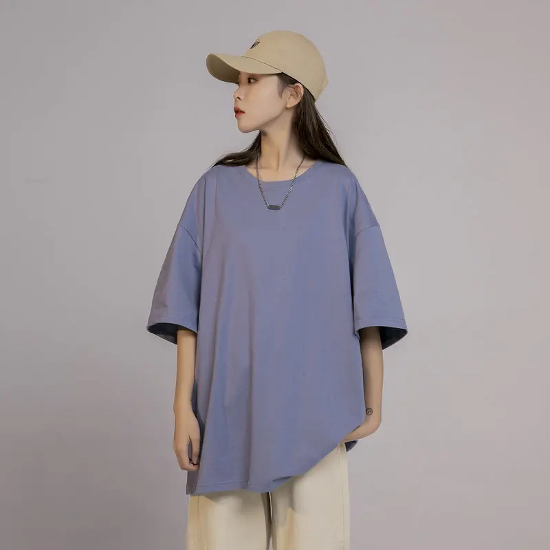 

Tee Shirt 6 Solid Color Basic T Shirt Women Casual O-neck Harajuku Summer Top Korean Hipster White Tshirt S-3XL