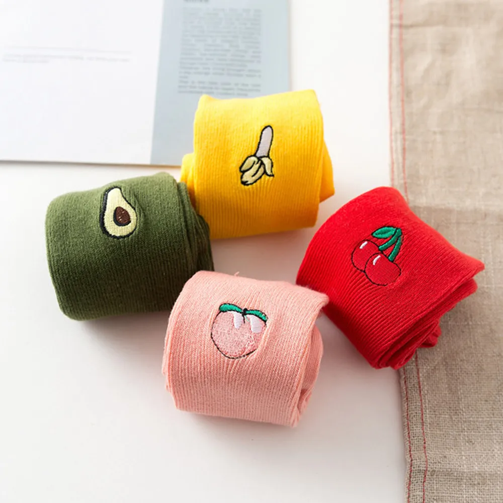 

Fashion Womens Men Socks Funny Cute Fruits Embroidery Ankle-High Sports Casual Cotton Long Socks High Quality 91230