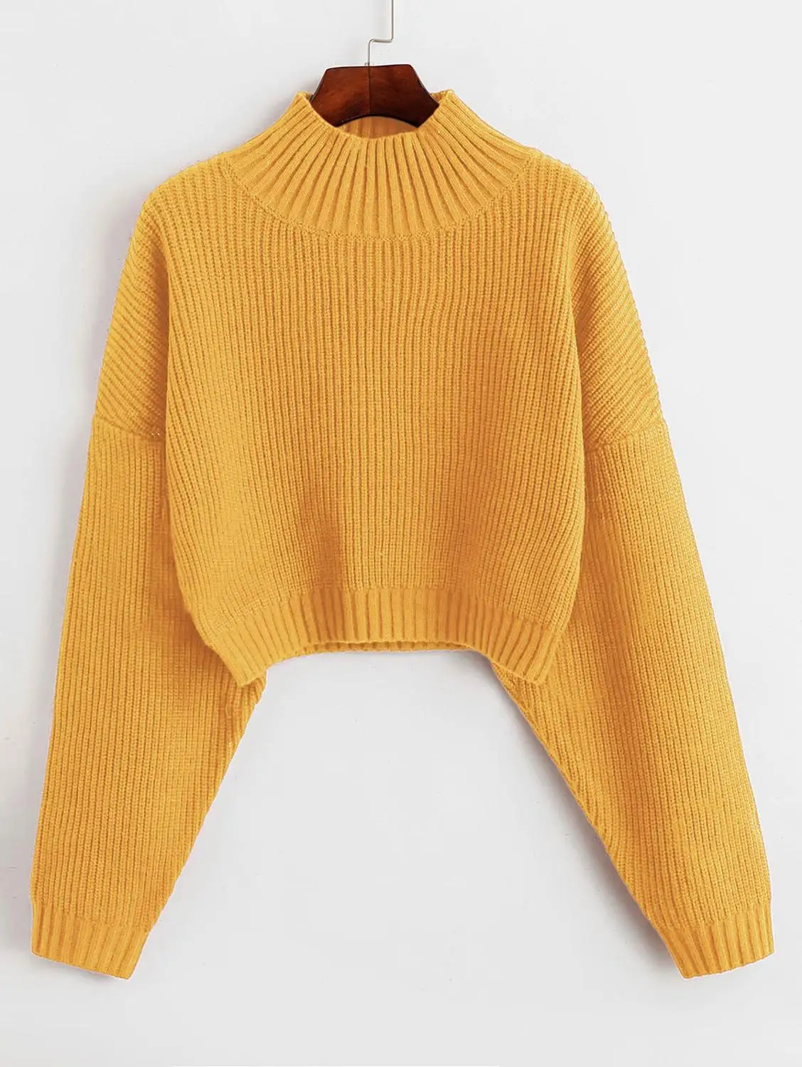 ZAFUL простой свитер с высоким воротом, осенне-зимний однотонный Повседневный женский топ,, пуловер, свитера для женщин - Цвет: Yellow