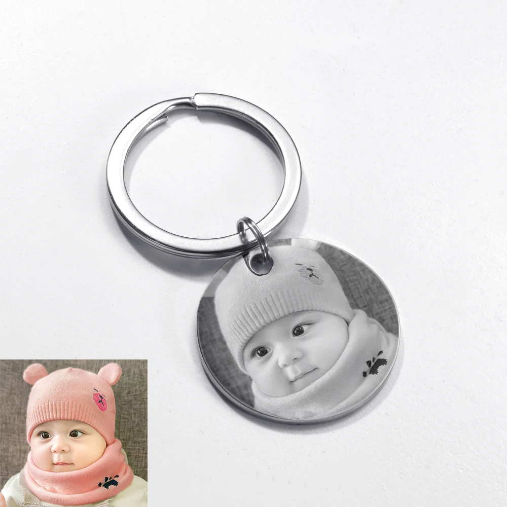 Llavero personalizado con grabado de nombre, fecha de nacimiento, foto personalizada para hombres, mujeres y niños, logotipo de mascotas, cadena de llave personalizada, 2021