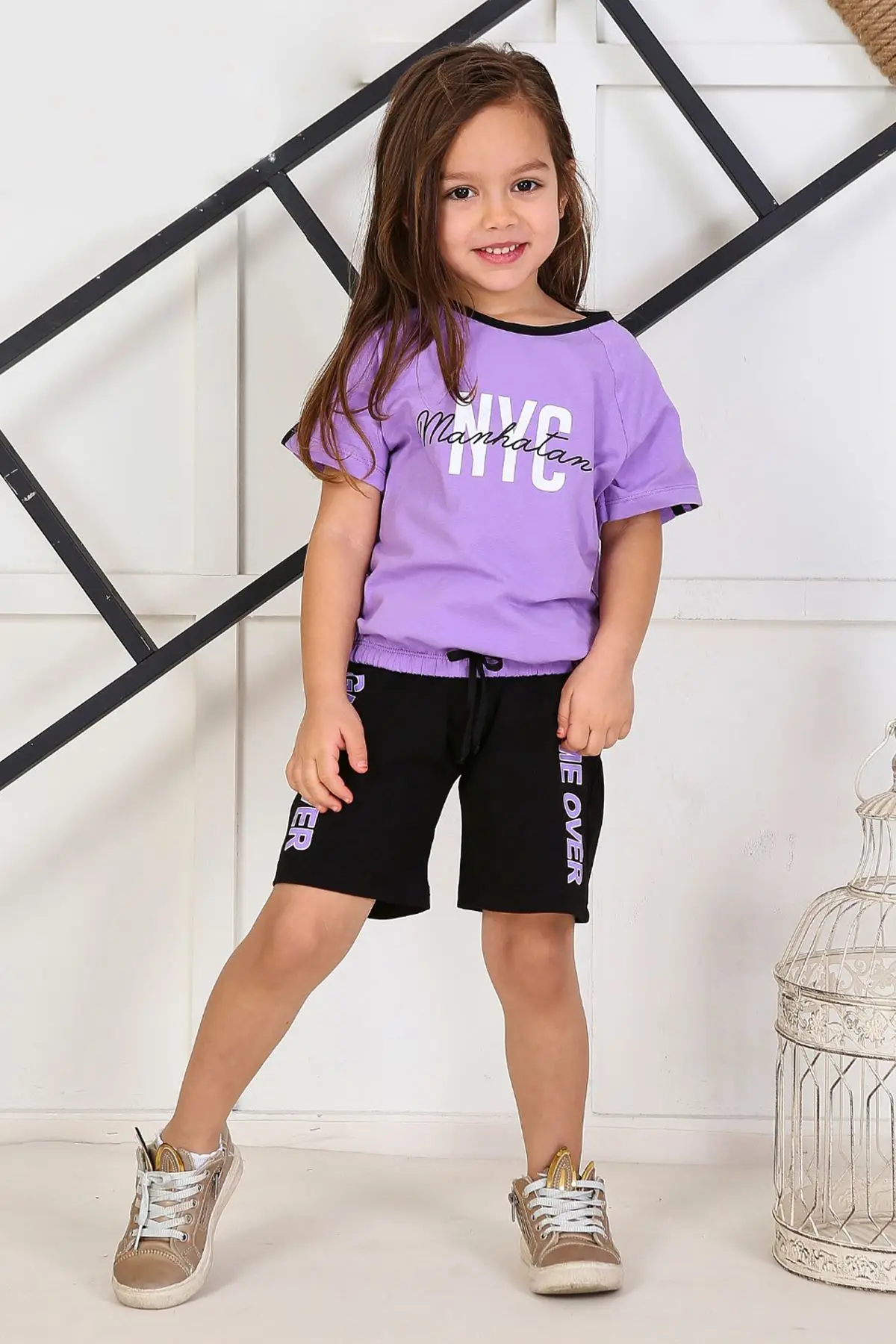 Purple Girl Summer Shorts Set 2 Piece 