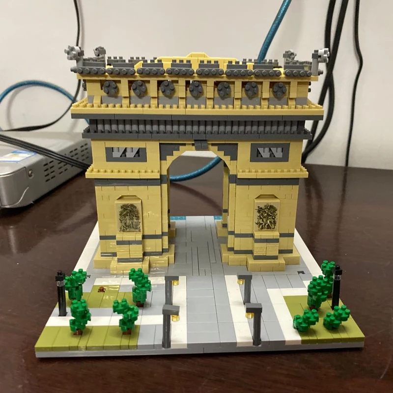 Lezi World Architecture Arch of Triumph Gate Mini 3D Diamond Blocks Building Toy 
