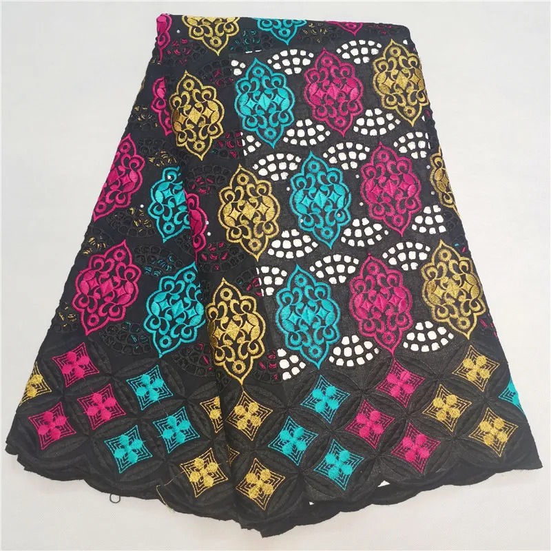 

5 yard Swiss lace fabric 2019 latest heavy beaded embroidery African cotton fabrics Swiss voile lace popular Dubai style HL1021