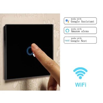 

EU Standard 1/2/3Gang 1 Way WiFi Touch Switch Smart Wall Switch Single Live Line Crystal Glass With Alexa Google ewelink APP
