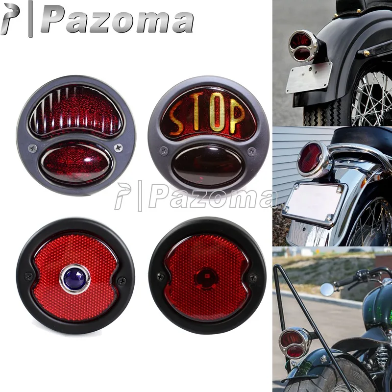 Motorcycle LED Retro Tail Brake Stop License Plate Light Harley chopper Cafe BLK