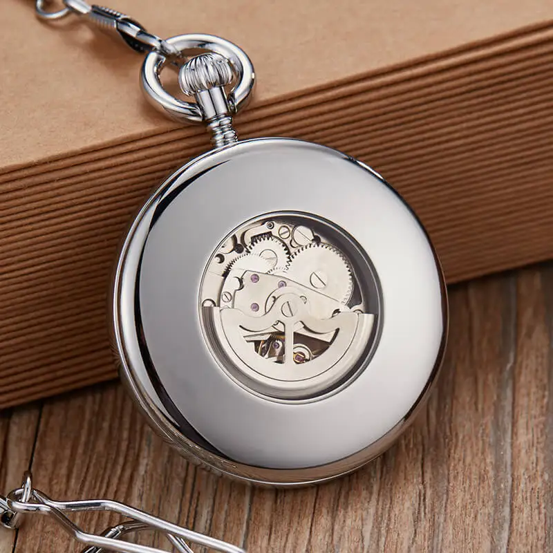 Full Copper Automatic Mechanical Pocket Watches Men Women Gold Skeleton Steampunk Self-winding Fob Watch Chain Pendant Reloj