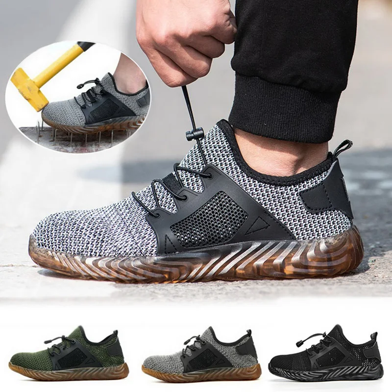 

Fashion Mesh Vulcanize Shoes Men And Women Steel Toe Air Safety Boots Puncture-Proof Work Breathable Sport Shoes Tenis Masculino