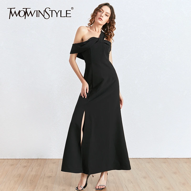 TWOTWINSTYLE сексуальное асимметричное вечернее платье для вечерние на одно плечо без