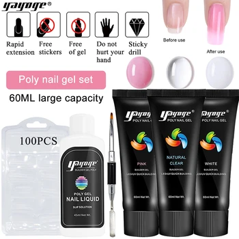 

Yayoge Nail Gel Extension Poly Set Crystal Clear Fast Poly Gel Polish Quick UV Acrylic Nails Art Manicure Acrylic Gel Kit