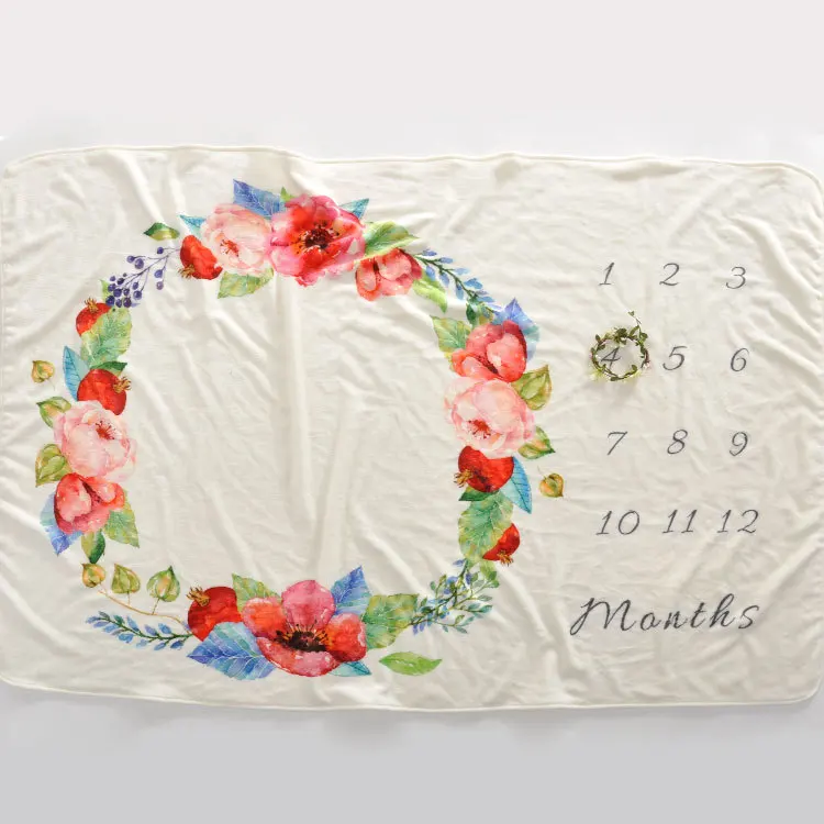 Круглое ежемесячное одеяло-Ростомер для новорожденного ребенка/ребенка, подарок для душа для мальчика, одеяло s, реквизит для фото, диаметр 95 см