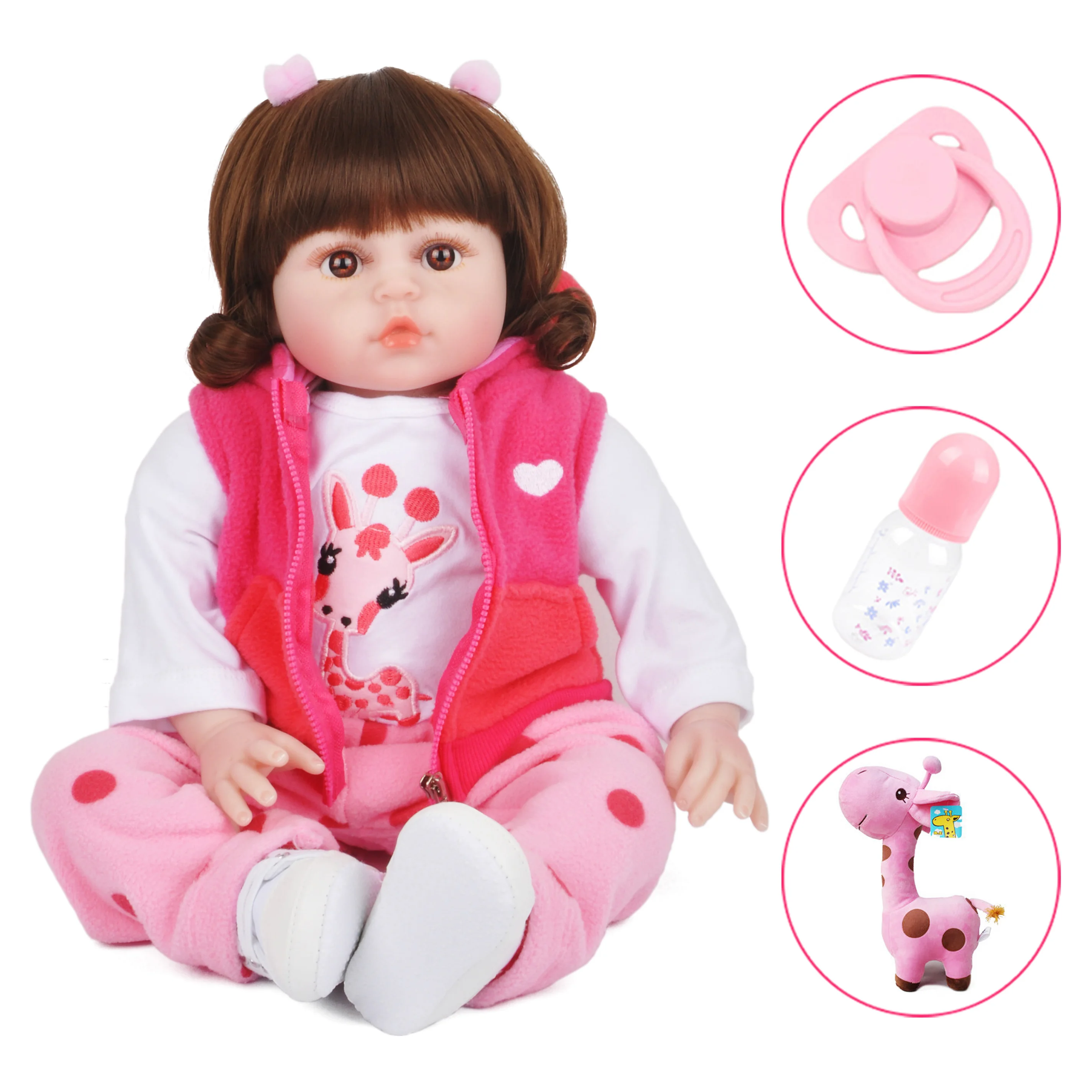 Ceny 17 cal 45cm silikon Reborn Doll Bebe Bonecas dziecko realistyczne realistyczne żywe dziecko Menino świąteczne zabawki prezentowe dla dzieci żyrafa