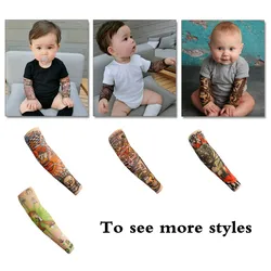2 pcs Children Tattoo Sleeves Arm Cover Cartoon Print UV Sleeve Arms Sunscreen Breathable Ice Silk Summer Tatoo Sleeve for Kids