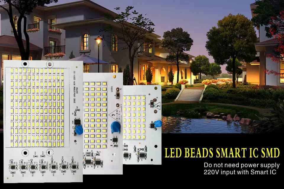 5730 ao ar Mesmo em 220v Lote Cob10w 20w 30w 50w 100w ic Inteligente Holofote Cob Chip Smd 2835 Livre Iluminação Faça Você ac 6 Pçs - Led 1 50W 100W IC Inteligente Holofote COB Chip