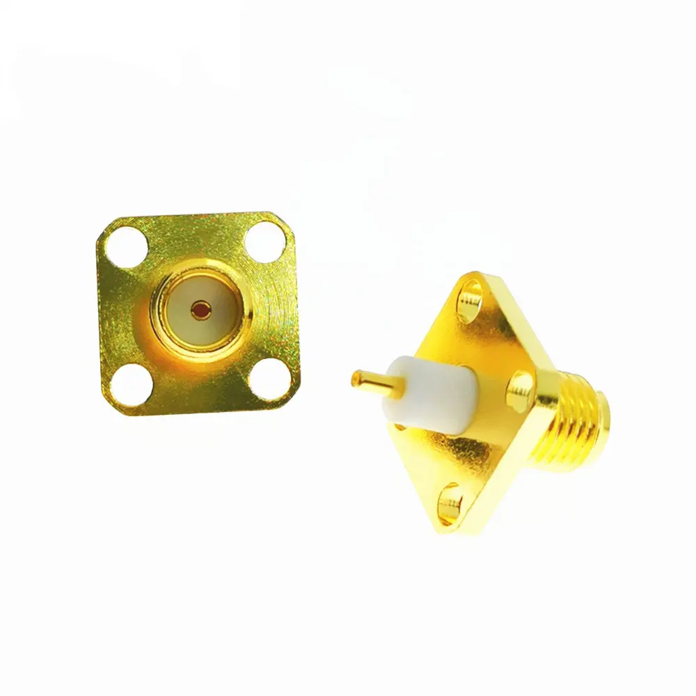 1PC new SMA female jack RF coaxial connector 4-hole panel mount with insulation layer solder post gold-plated adapter | Обустройство
