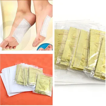 

New 10 Pcs Gold Detox Foot Pads Organic Herbal Cleansing Patches Free Shipping