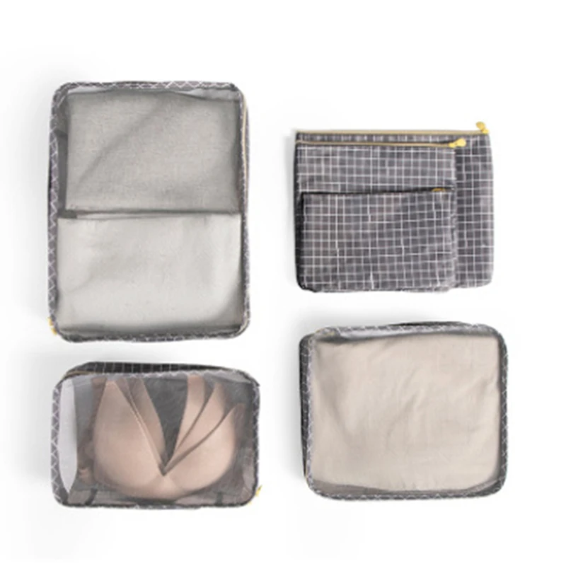 6 шт./компл. Чемодан упаковка Органайзер набор путешествия мешок сетки Чемодан Органайзер косметическая упаковка, сумка-Органайзер для Костюмы