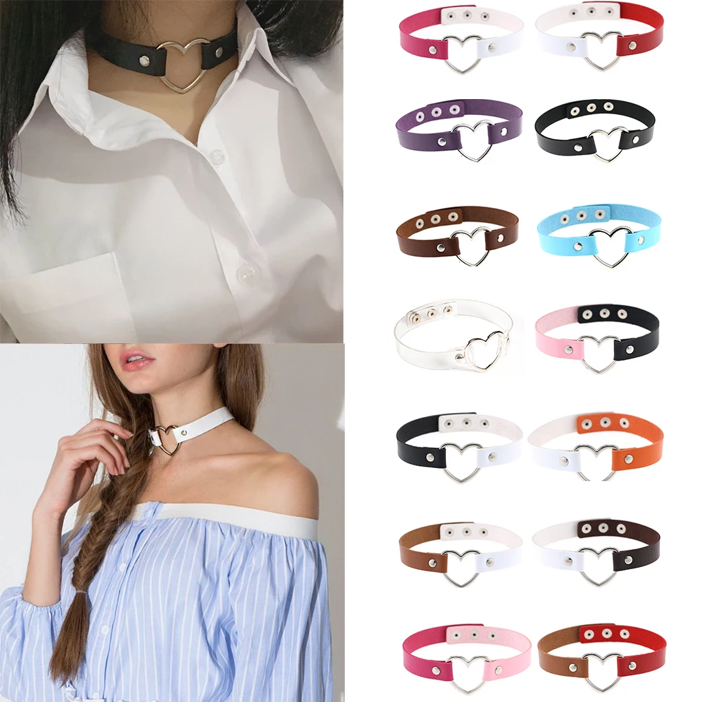 

2019 New Hot Women Girls Heart Alloy Choker Hollow Heart Punk Necklace Jewelry Party Club Female Neck Collar