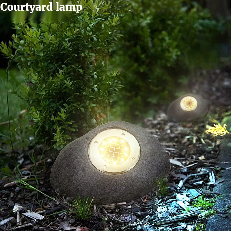 LED Solar Simulation Stone Lamp Outdoor Waterproof Landscape Light Garden K1C1 