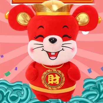 

Dropship 2020 New Year Plush Rat Year Mascot Toy Plush Red Mouse In Soft Toys Chinese New Year Party Ornament Gift Home Decor