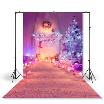 

HUAYI Photography Backdrop Newborns Baby Child Photo Booth Background Christmas Trees Fireplace Family Celebration Drops XT-4316