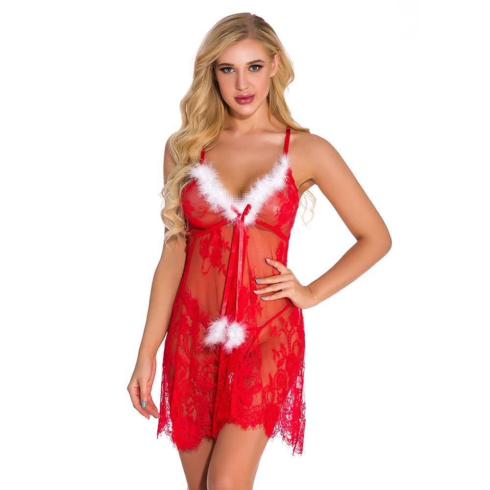 Рождественское сексуальное красное женское белье, ночное белье, нижнее белье, нижнее белье с бантами Femme Noel, рождественское сексуальное нижнее белье HX1028