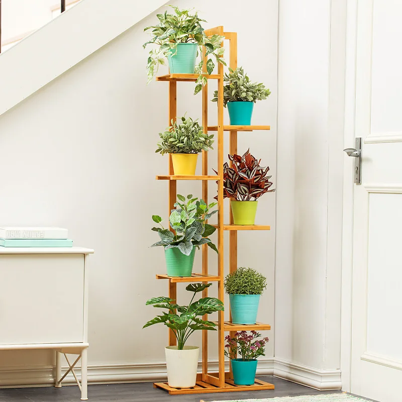 

Creative living room wooden flower rack indoor flower rack multi-layer solid wood balcony pot rack flower rack wall shelf
