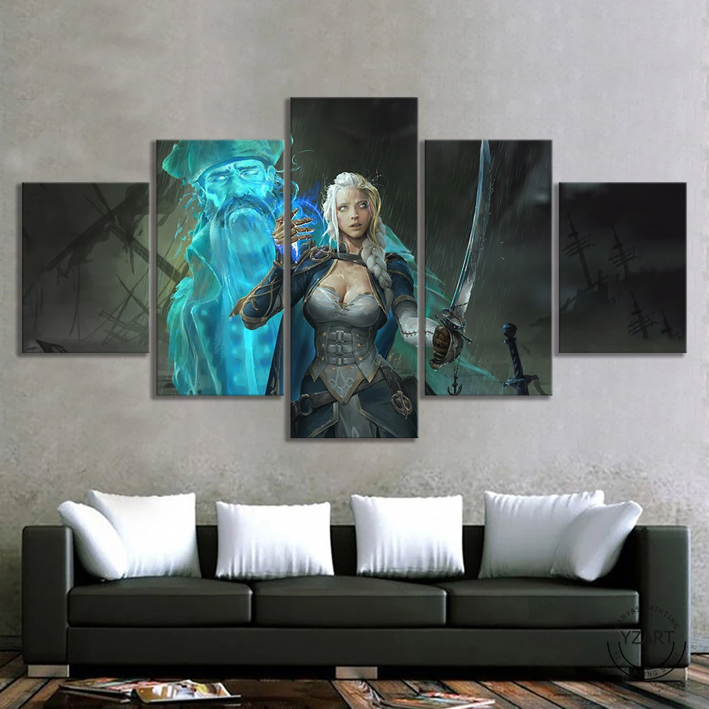 

Jaina Proudmoore World of Warcraft Game Poster Fantasy Girl Picture Oil Painting Canvas Art Warcraft Poster Wall Decor Paintings
