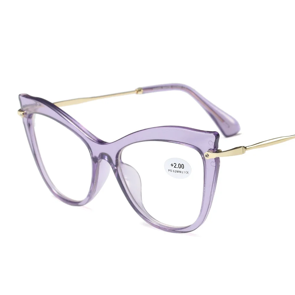 

Women Elegant Trendy Clear Rivet Frame Cat Eye Comfortable Reading Glasses Presbyopia 0.5 1.0 1.5 2.0 2.5 3.0 3.5 4.0 Diopter