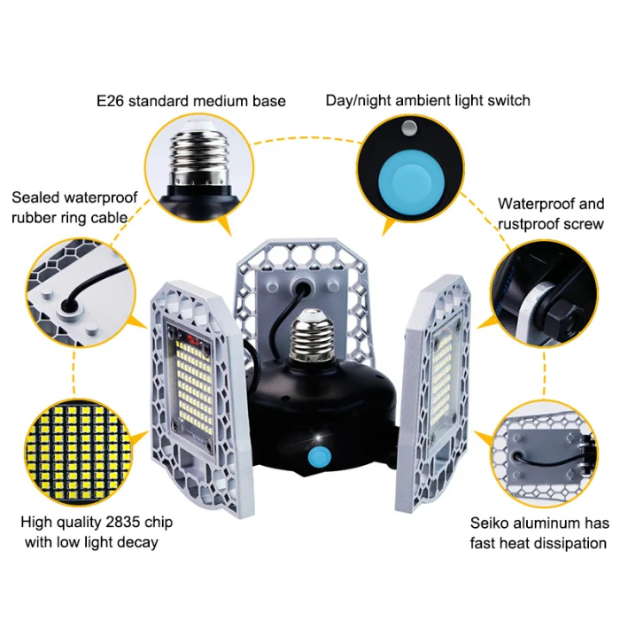 Светодиодный фары гараж 60/80/100W 7200LM деформируемая игрушка потолочня Люстра для полной областях склада мастерской NJ88
