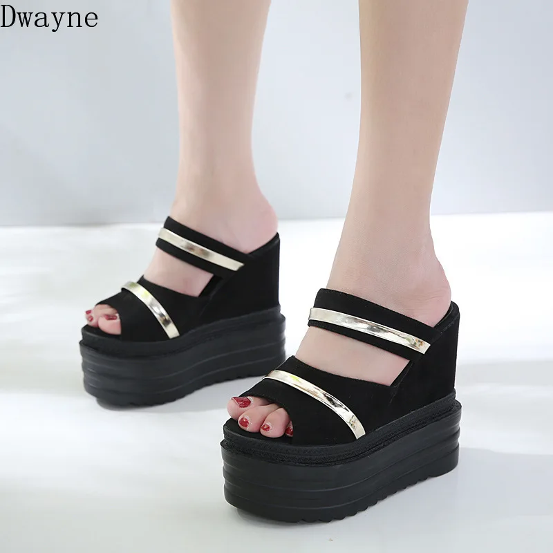

Summer new fashion muffin bottom female slippers thick bottom non-slip sandals high heel waterproof platform fish mouth slipper