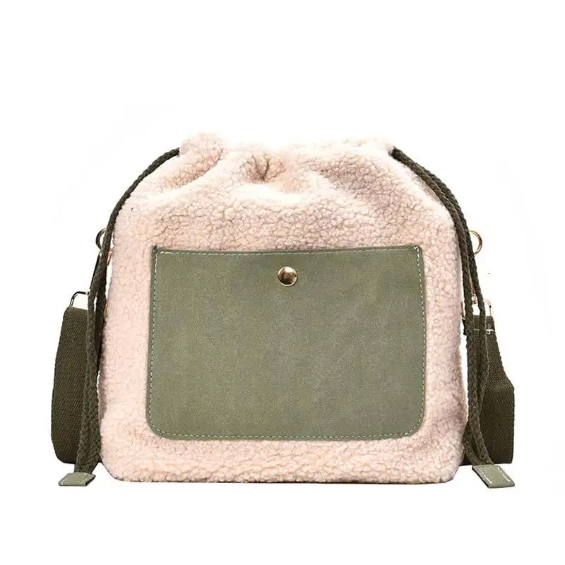 Модная женская сумка-мешок из искусственного меха, мягкая женская сумка на плечо, зимняя повседневная женская сумка на плечо, женская сумка-мессенджер через плечо - Цвет: Зеленый