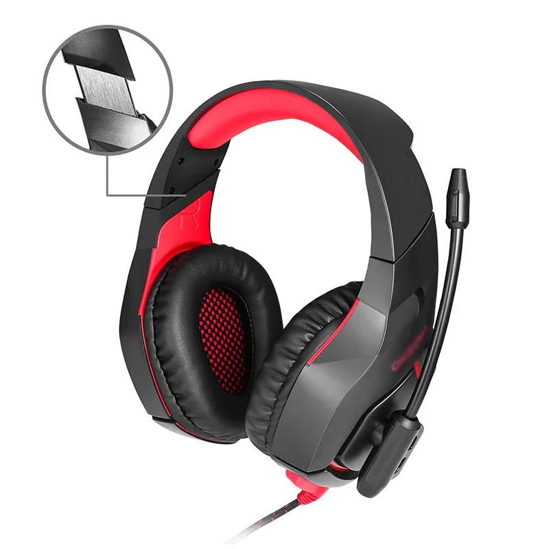 

Gaming Earphone Headset Headphone Monochrome Light K8 Black+Red For Mac PC durable and practical to use